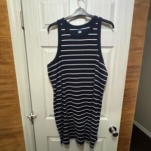 Old Navy Navy and White Striped Tank Dress